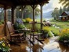 a wooden rocking chairs