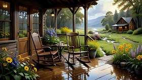 a wooden rocking chairs