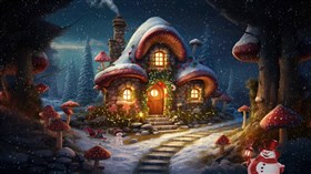 Mushroom House Winter Blizzard