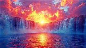 4K Waterfall Sunset