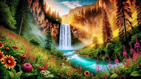 4K Scenic River Falls