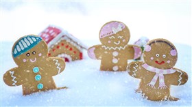 Gingerbreads Playing in Snow