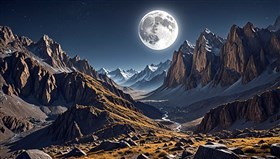 Moon from mountains in the night 1