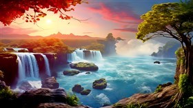 4K Waterfalls River