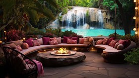  Waterfall view with Cozy Fire Pit