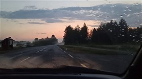 Mid-Summer night in Finland in a car