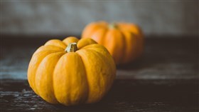 Two Pumpkins on a Table