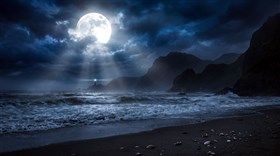 seascape with big moon