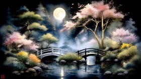 a misty Japanese garden