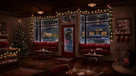 Snowy Christmas Coffee Shop