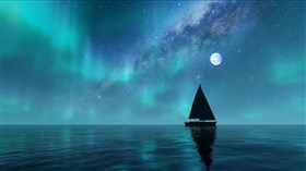 Lone Boat Northern Lights
