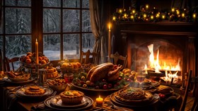 Thanksgiving Feast Snowy Day