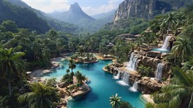 4K Tropical Falls Island