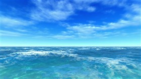 flying over the blue ocean