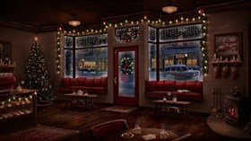 Snowy Christmas Coffee Shop